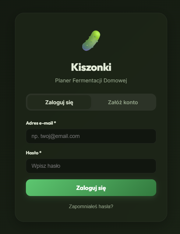 Zrzut ekranu - Logowanie i Rejestracja